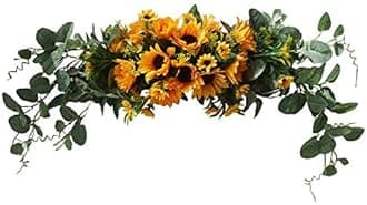 H&S BRIDAL Wedding Arch Flowers, 30 Inch Rustic Artificial Floral Swag for Door Lintel, Green Leaves Rose Peony Sunflowers Table Centerpieces Home Decoration