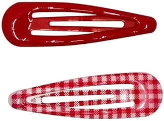 Gingham Hair Accessories for School Alice Band Slim Headband Scrunchy Clips (Pair of School Bendies Gingham and Plain Red)