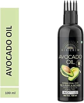 DESICREW 100% Pure Avocado Oil With Comb Applicator, Cold Pressed For Hair Growth, Anti Dandruff, 100ml