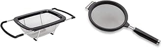 Expandable Stainless Steel Colander, One size, Black & Classic Strainer, 7-Inch, Black