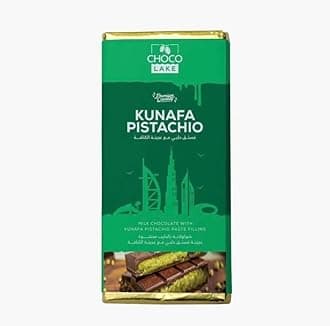 Dubai Chocolate Crunchy Kunafa Pistachio Bar, 6.7 oz Exclusive Luxury Dessert, Premium Knafeh Pistachio Chocolate Bar, Freshly Made Perfect for Gifting