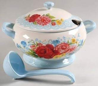 Pioneer Woman Sweet Rose Ceramic Soup Tureen With Ladle