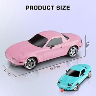 LDRC 1804 Pro RC Drift Car Model with Gyro, 1/18 Scale RWD Full Proportional Control RTR Mini Racing Drift Car for Adult, Alloy Body Shell - 1 Battery