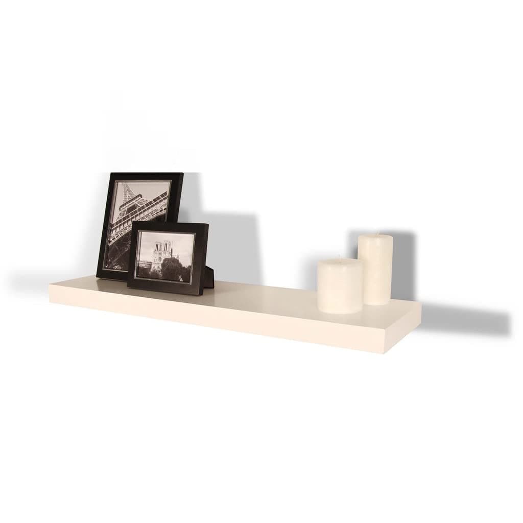 InPlace Durable Shelf with Invisible Brackets - Easy to Install & Remove, Deep Floating Shelves for Wall - MDF Wall Shelf for Living Room & Kitchen - 10.2"D x 35.4"W x 2"H, White - 0191408