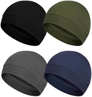 PAROPKAR 100% Cotton Blend Skull Caps, Lightweight Breathable Skull Beanie Sleep Cap Helmet Liner for Men Women