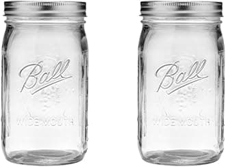 Ball Wide Mouth Glass Mason Jars with Lids and Bands, Used for Canning, Pickling, Juice, Jam, Jelly, Quart Size 32 Ounce (Pack of 2)