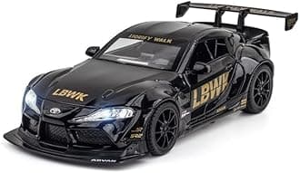 1/22 Scale Big Toyota Supra GR LBWK Model Diecast Metal Pullback Toy car with Openable Doors & Light, Music Boys car for Kids Best Toys Gifts Toys for Kids (Black)