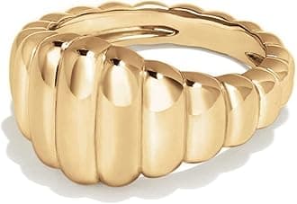 AllenCOCO Chunky Gold Plated Rings for Women - Trendy Cubic Zirconia 14k Gold Filled Stackable Rings