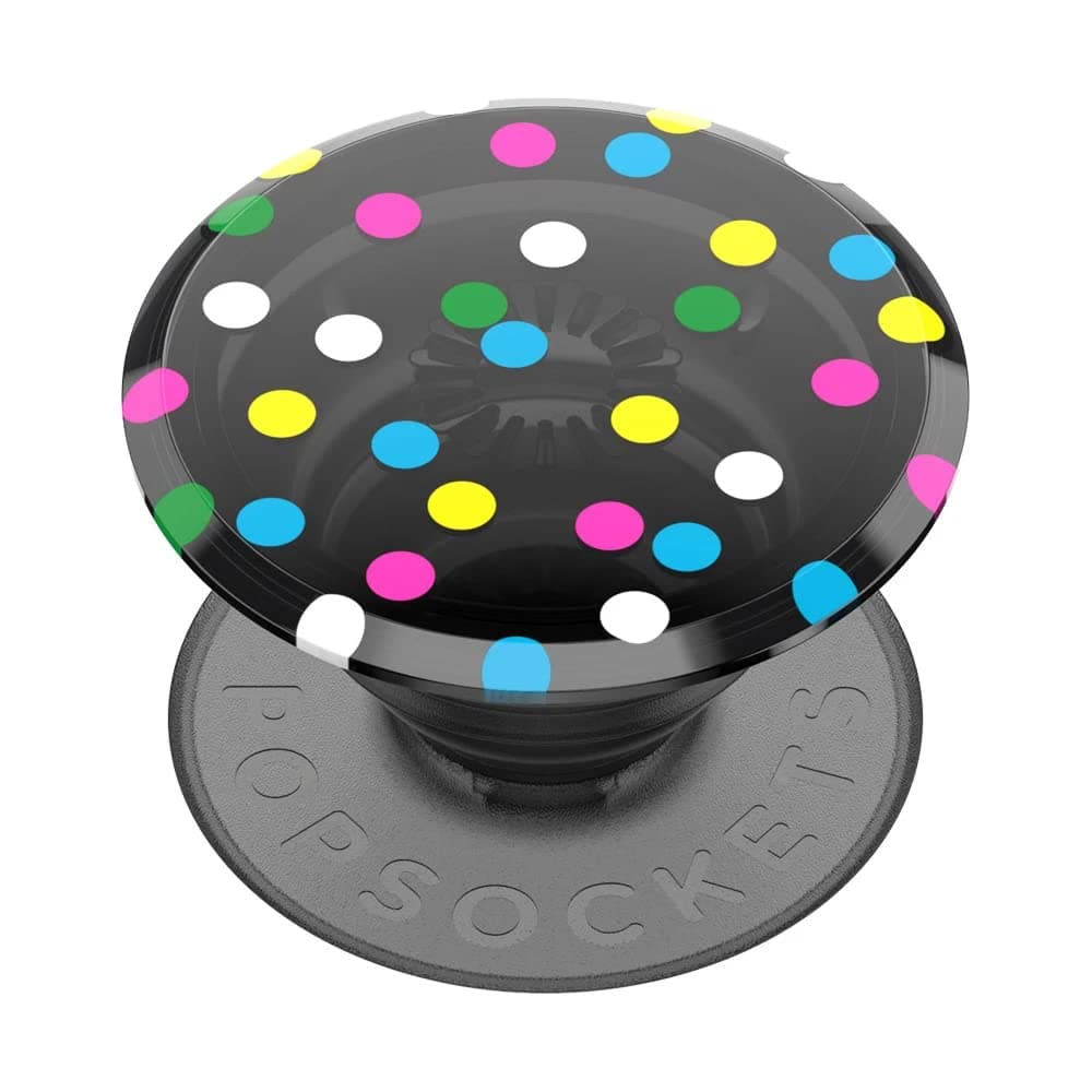 Translucent Phone Grip with Expanding Kickstand, PopSockets for Phone, Translucent PopGrip - Black Disco