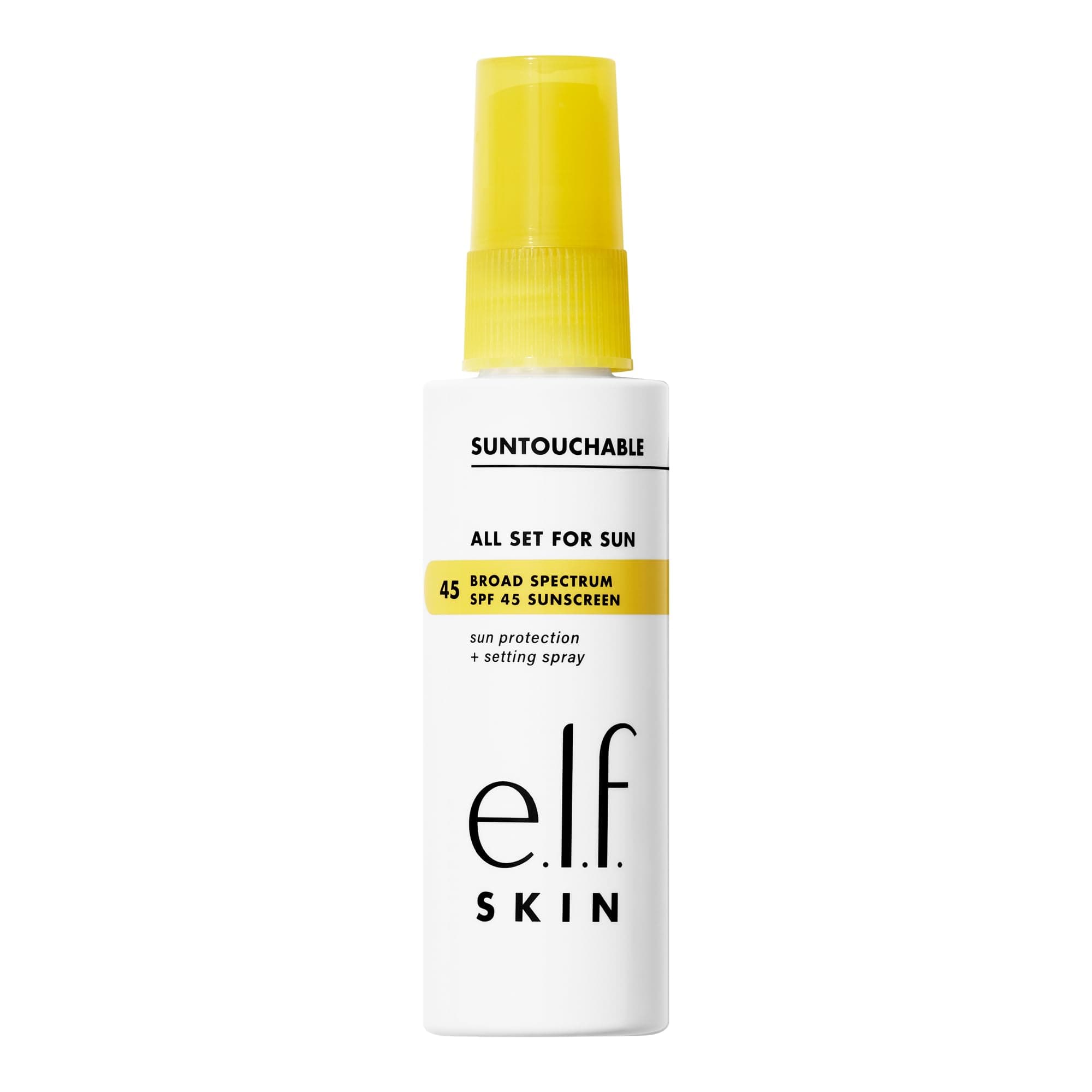 e.l.f. SKIN All Set For Sun SPF 45 Setting Spray, Clear Makeup Setting Mist + Sunscreen, Weightless SPF Face Protection & Makeup-Locking Spray, Vegan & Cruelty-Free