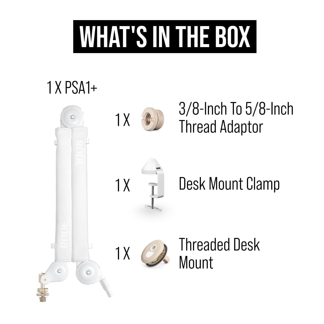 RØDE PSA1+ Professional Studio Arm with Spring Damping and Cable Management (White)