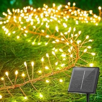 Brightown Solar String Lights for Outside, 19.6Ft 240 LED Solar String Lights Outdoor Waterproof, Solar Fairy Lights with 8 Modes for Patio Party Garden Yard Home, Warm White
