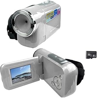 Acuvar 16MP Megapixel Compact Digital Camcorder with HD Video and Photos 16x Zoom with 2.4" Screen, 32GB Card and USB Cable (Silver, Camera + SD Card)