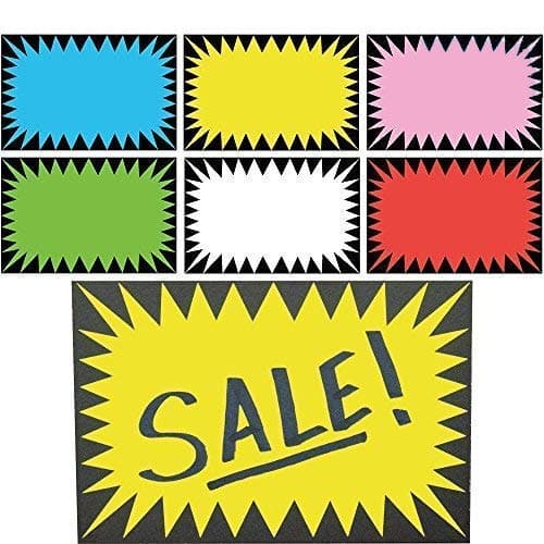 Price Burst 60 Pack Multi-Colored Sign. Boost Sales with Bright Display Tags. Durable, Easy to Write On Star Cards Are Great for Yard, Estate & Garage Sale, Fundraiser, Store, Business & Flea Market.