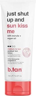b.tan Medium Gradual Self Tanning Lotion | Just Shut Up and Sun Kiss Me - Develop a Bronzed Glow, Daily Sunless Tanner Infused With Marula + Argan Oil, Ultra Hydrating, No Fake Tan Smell, 236ml