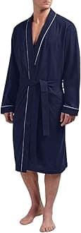 Men's Pure Cotton Bathrobe Lightweight Kimono and Hooded Spa Robes Soft Sleepwear