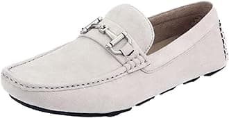 Amali Walken Men's Casual Slip-On Loafers, Driving Moccasin Shoes for Men with Silver Buckle, Available in Plush Microfiber and PU Leather