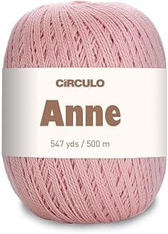 CÍRCULO Anne Yarn for Crocheting & Knitting, 100% Mercerized Brazilian Virgin Cotton, Soft Fingering Weight, 547 Yds, 5.19 Oz - Color 3227 Antique Pink