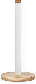 Salter BW13565WEU7 Toronto Kitchen Roll Holder – Freestanding Paper Towel Holder, Countertop Stand, Worktop Organiser Storage Rack for Standard Kitchen Rolls, Classic Acacia Wood Design, White