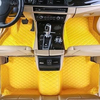 Custom Making Car Floor Mats for Mercedes-Benz G,GL,GLA,GLB,GLC,GLE,GLK,GLS,M,ML 2000-2023 Non-Slip Leather Floor Liners (Yellow)