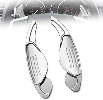 HIBEYO Steering Wheel Paddle Shifter Extension for Land Rover Accessories, for Range Rover Evoque Velar Discovery Jaguar F-Pace E-Pace XE XF XJ XJ Metal Shift Paddle Blade Shifter Trim Cover- Silver