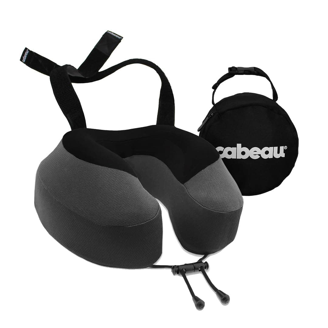 - Evolution S3 Travel Pillow - Memory Foam Neck Pillow for Airplane and Long Flights with Seat Straps for Head and Neck Support, 360 Degree Support (Steel Grey)
