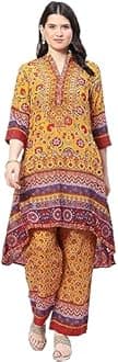 BIBA Women's Polyester Salwar Suite Set (SKDARBNA9051AW23BLU_Blue, Blue, XL