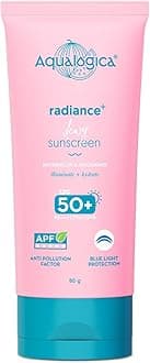 Aqualogica Radiance+ Sunscreen Gel SPF 50+ PA++++ | Broad Spectrum UVA & UVB Protection, Dewy Finish, Lightweight Oil-Free Gel, Hydrating, No White Cast, Non-Greasy & Fast Absorbing Sunscreen, 80g