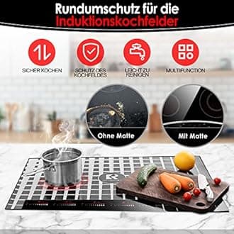 KitchenRaku Checkered Large Induction Hob Protector Mat 78x52cm, Silicone Induction Hob Cover- (Magnetic) Cooktop Scratch Protector for Induction Hob,Multifunctional Silicone Mats