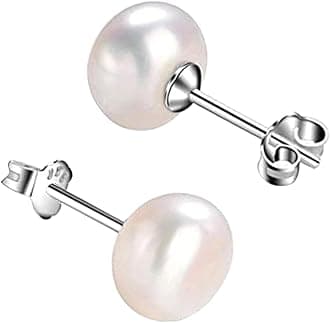 Fresh Water Pearl Earrings Set | Pure 925 Sterling Silver | High Lustre Real Pearl Studs| Gift Item for Women & Girls | 6 Month Warranty
