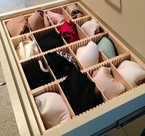Orderly Drawer DeAnn Design Extra Tall/deep Lingerie Organizer Insert with Movable Dividers, Maple
