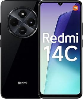 Xiaomi Redmi 14C 4G Black Smartphone 8+256GB, 2.0GHz,6.88" display, stylish design, 50MP AI dual camera, Massive 5160mAH battery,18W fast charging (UK Version + 2 Years Warranty+no in-box charger)