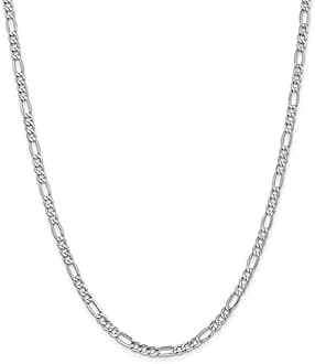 14k White Gold 4.4mm Figaro Chain Necklace - with Secure Lobster Lock Clasp