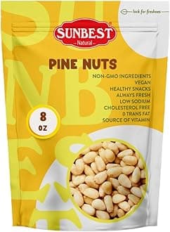 Raw Pine Nuts, 8oz – Unsalted & Unroasted – Shelled Pignoli Nuts For Pesto, Baking, Salads & Cooking – Non-GMO, Vegan, Healthy Snack