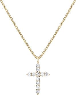 PAVOI 14K Gold Plated Cross Necklace for Women | Cross Pendant | Gold Necklaces for Women