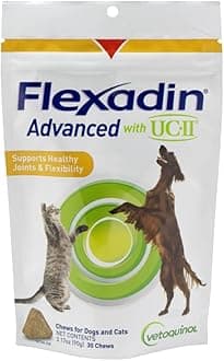 Flexadin Advanced Dog Hip and Joint Supplement with UC-II Collagen, One Chew a Day Hip and Joint Support Chew for Dogs and Cats, Clinically Proven Vet-Approved Formula, 60 Chews