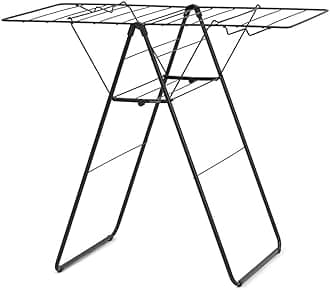 403347 Drain Rack Clothes Drying Stand, 49.2 ft (15 m), Foldable, Room Drying, Matte Black