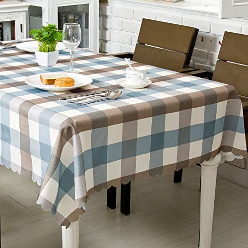 Hewaba Rectangle Printed Tablecloth - (60" x 84") Polyester Fabric Washable Table Cover, Seats 6-8 People, Wrinkle Free, Oil-Proof/Waterproof Tabletop Protector for Kitchen Dinning Party - Plaid …