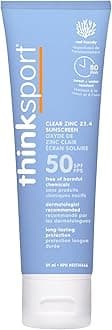 Thinksport SPF 50+ Mineral Sunscreen with Clear Zinc Oxide, 3 Fl Oz – Safe, Natural, Water Resistant, Broad Spectrum UVA/UVB Sun Screen for Sun Protection – Vegan, Reef Safe Sunscreen