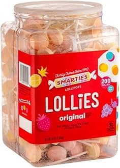 Smarties Lollies - Gluten Free, Peanut Free, Fat Free Assorted Fruity Flavors Lollipops - Low Calorie Perfect for Birthdays, Parties - Made by US Candy Company Since 1949-56 oz 200 Count (Pack of 2)