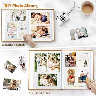 Artfeel Photo Album Self Adhesive Scrapbook,Large Photo Book for 4x6,5x7,8x10 Pictures,DIY Album for Baby Wedding Family Travel Birthday,with Metallic Pen and Scraper