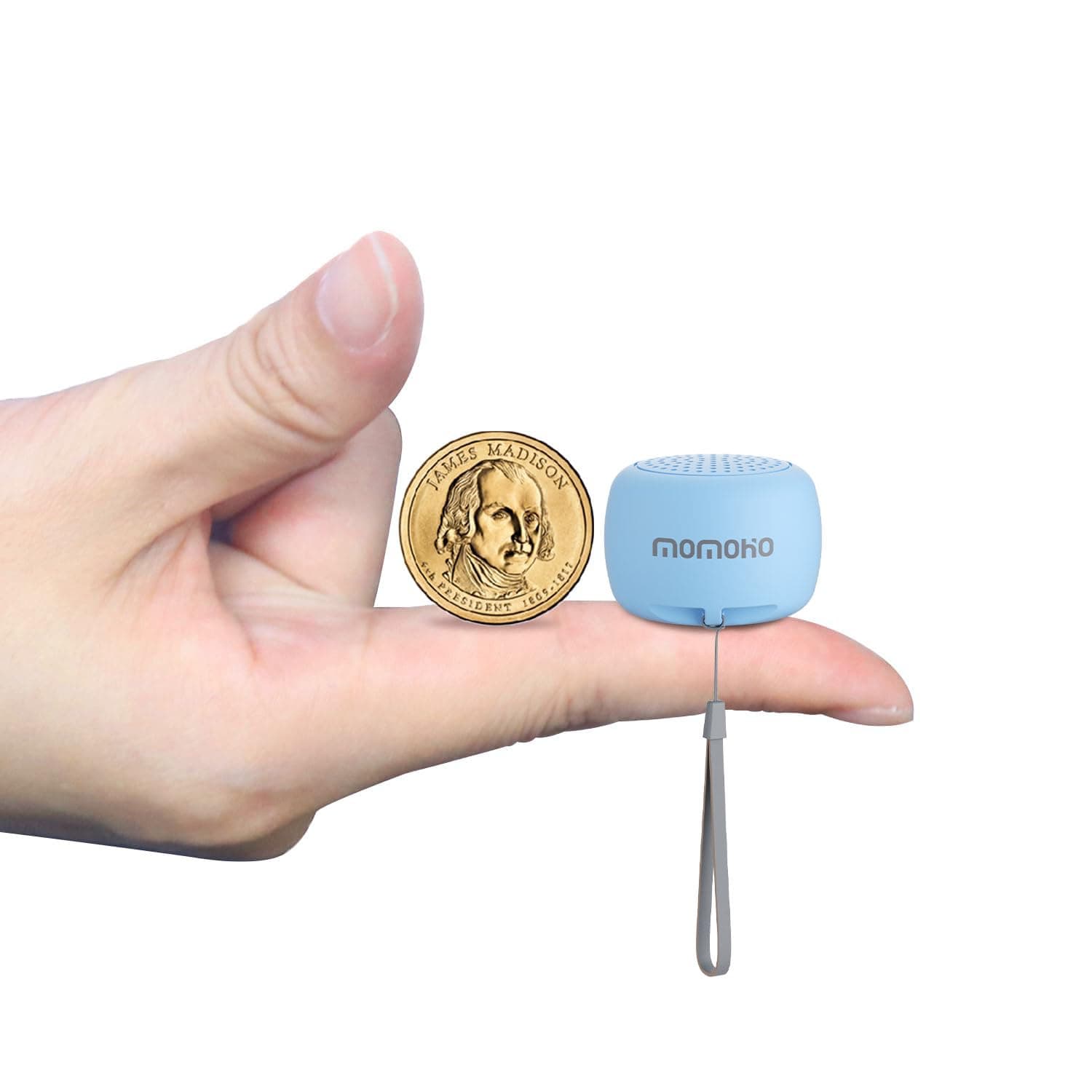 MOMOHO Mini Bluetooth Speaker Small Wireless with Remote Shutter,TWS Pairing, Built-in Mic, Portable Bluetooth Speaker for Outdoor and Indoor (Blue)