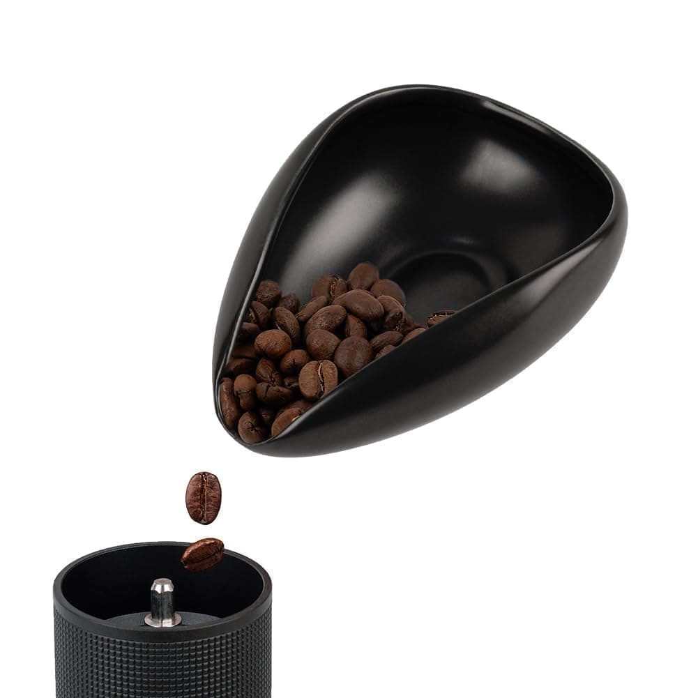 Ceramic Coffee Dosing Cup & Tea Storage Tray, Single Dose Measuring Container for Coffee Beans & Loose Leaf Tea Dosing Vessel, Black