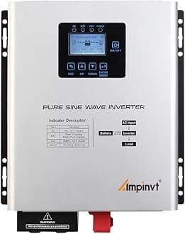 Ampinvt 800W Pure Sine Wave Inverter with AC Charger, DC 12V to AC 120V Output, Solar Power Off Grid Low Frequency Inverter for Lithium, Sealed,AGM, Gel,and Flooded Batteries