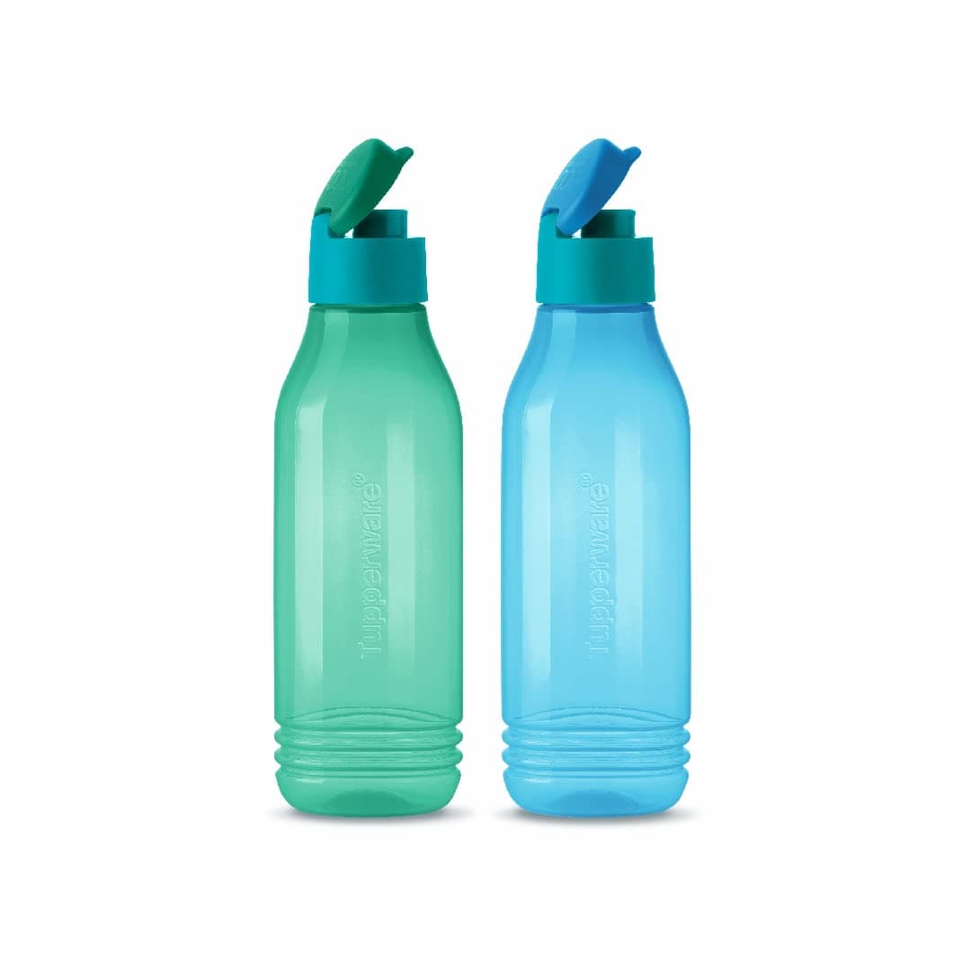 Tupperware ECO SIP Triangular Water Bottles, 750 ml, (Set of 2), Green & Blue