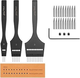 WUTA Leather Stitching Punch, 3nd Removable Leather Punch Tool, Professional Working Hand Tool Set for DIY Leather Craft（3mm- 2+5+10 Hole）