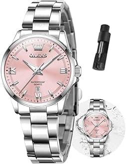 - Women Watch Silver and Gold Round Waterproof Stainless Stretch Band Watch for Women Luxury Jewelry Dress Analog Quartz Womens Watches with Light Up Face Classic Original Elegant Ladies Watch