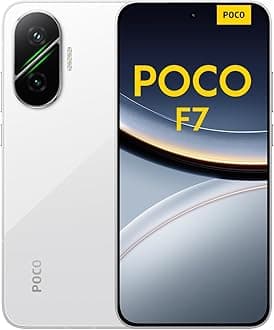 POCO F7 Smartphone, 12+256GB, White, Flagship Snapdragon® 8s Gen 4, 6500mAh battery, 50MP Sony camera with OIS, 6.83" 1.5K 120Hz AMOLED display (No power adapter included)