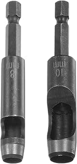 HARFINGTON Leather Hollow Punch Set 1/4 Hex Shank for Drills, 8mm 10mm Dia Rotary Hole Punches for Thick Fabrics Leathercraft Working