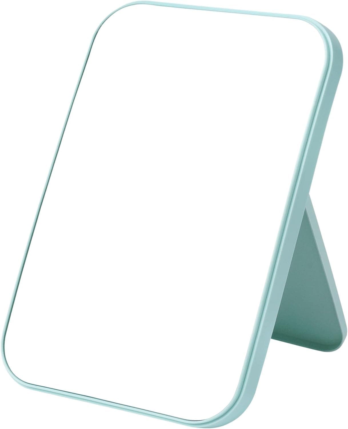 Desktop Makeup Mirror - Foldable, Portable Square Princess Mirror with Stand for Women (Blue, 8-Inch, Tabletop Mount, Framed)